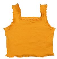 Oranžový rebrovaný crop top s volánikmi Matalan