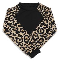 Čierno-béžová ľahká crop mikina s leopardím vzorom Shein
