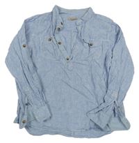 Modro-bílá pruhovaná lněná polo košile H&M