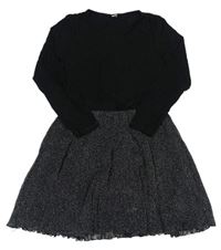 Čierne ľahké šaty s třpytivou sukní Yigga