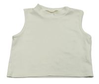 Smotanový rebrovaný crop top shein
