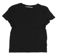 Čierne rebrované crop tričko H&M