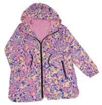 Nové - růžovo-fialová vzorovaná podzimní parka s kapucí Dunnes Stores 