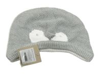 Nové - Šedá pletená podšitá čepice - tučňák 