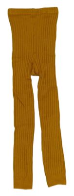 Okrové žebrované punčochové legíny 