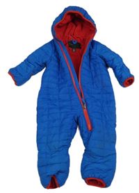 Modro-červená šušťáková prešívaná zimná kombinéza s kapucňou DKNY