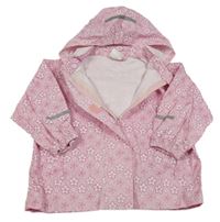 Svetloružová kvetovaná šušťáková nepromokavá bunda s kapucňou Impidimpi