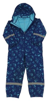 Tmavomodrá softshellová kombinéza s príšerkami a kapucňou Kiki&Koko