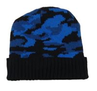 Modro-černá pletená army zateplená čepice 