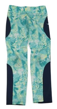 Zeleno-tmavomodré sportovní legíny 