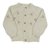 Biely prepínaci sveter s výšivkami květů Nutmeg