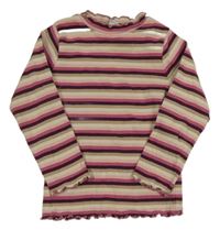 Starorůžové pruhované žebrované triko Topolino