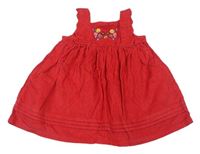 Červené menšestrové šaty s výšivkou květů Nutmeg