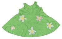 Zelené plátenné šaty s kvetmi Next