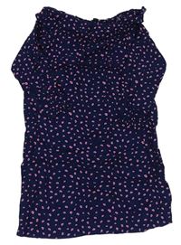 Tmavomodro-ružové vzorované šaty s volánem H&M