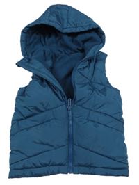 Petrolejová šušťáková zateplená vesta s kapucňou zn. Dunnes Stores