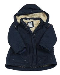 Tmavomodrá zateplená parka s kapucí Pocopiano