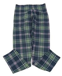 Tmavomodro-zeleno-růžové kostkované legíny M&S