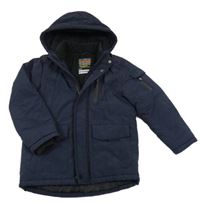 Tmavomodrá šusťáková zimní bunda s kapucí Matalan