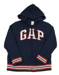 Tmavomodro-bílo-červená propínací mikina s logem a kapucí GAP