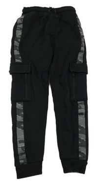 Černo-šedé cargo tepláky s army pruhy Nutmeg