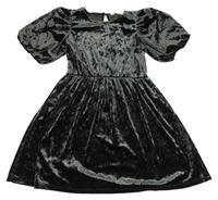 Tmavosivé zamatové šaty H&M