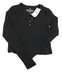 Nové - Antracitové žebrované crop triko M&S