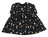 Čierne teplákové šaty s duchy a dýněmi F&F