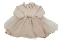 Světlerůžové svetrové šaty s tylovou sukní F&F