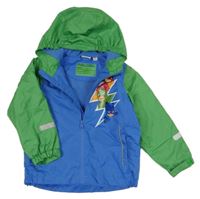 Modro-zelená šusťáková zateplená bunda s kapucí - PJMASKS