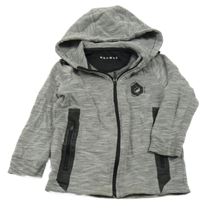 Sivo-čierna melírovaná prepínaci mikina s potlačou a kapucňou Nutmeg