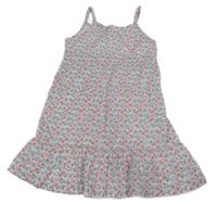 Bielo-modro-sivo-ružové kvetované šaty Alive