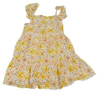 Bielo-žlto-ružové kvetované šaty Primark