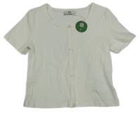 Nové - Biele rebrované crop tričko C&A