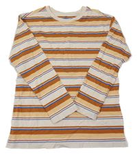 Béžovo-hnědo-modré pruhované triko H&M