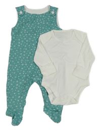 2set - Modro-bílé puntíkaté dupačky + bílé body 
