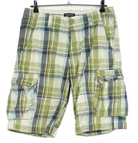 Pánské khami-modro-bílé kostkované plátěné kraťasy s kapsami Urban vel. 32