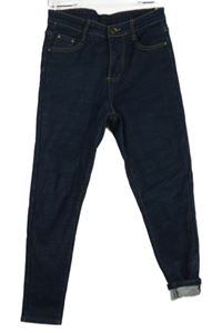Dámské tmavomodré skinny zateplené rifle 