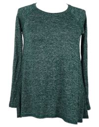 Dámske tmavozelené melírované úpletové tričko Hollister