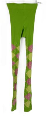 Dámske limetkové kárované punčocháčové legíny