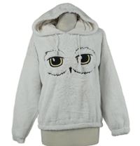 Dámská bílá chlupatá mikina s kapucí - Hedvika 