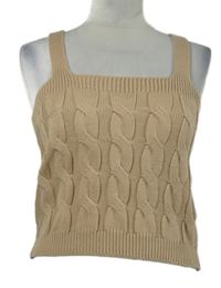 Dámský béžový vzorovaný pletený crop top New Look 