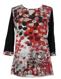 Dámske červeno-čierne vzorované tričko