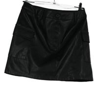 Dámska čierna koženková sukňa s vreckami New Look