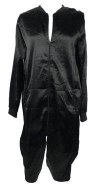 Dámský černý saténový jarní kabát Pull&Bear