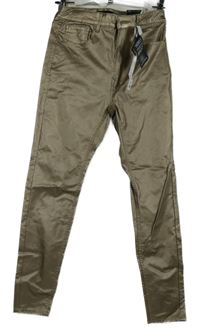 Nové - Dámské zlaté skinny potažené kalhoty Stradivarius 