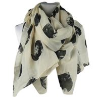 Dámská smetanovo-černá puntíkovaná šála 