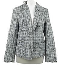 Nové - Dámský bílo-černo-modrý vzorovaný krátký kabát H&M