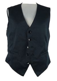 Pánska tmavomodrá bodkovaná spoločenská vesta