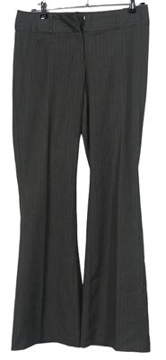 Dámske hnedé prúžkované spoločenské nohavice s pukmi C&A